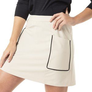 Woven Skort with Accent Pockets (Tan/Khaki Color)